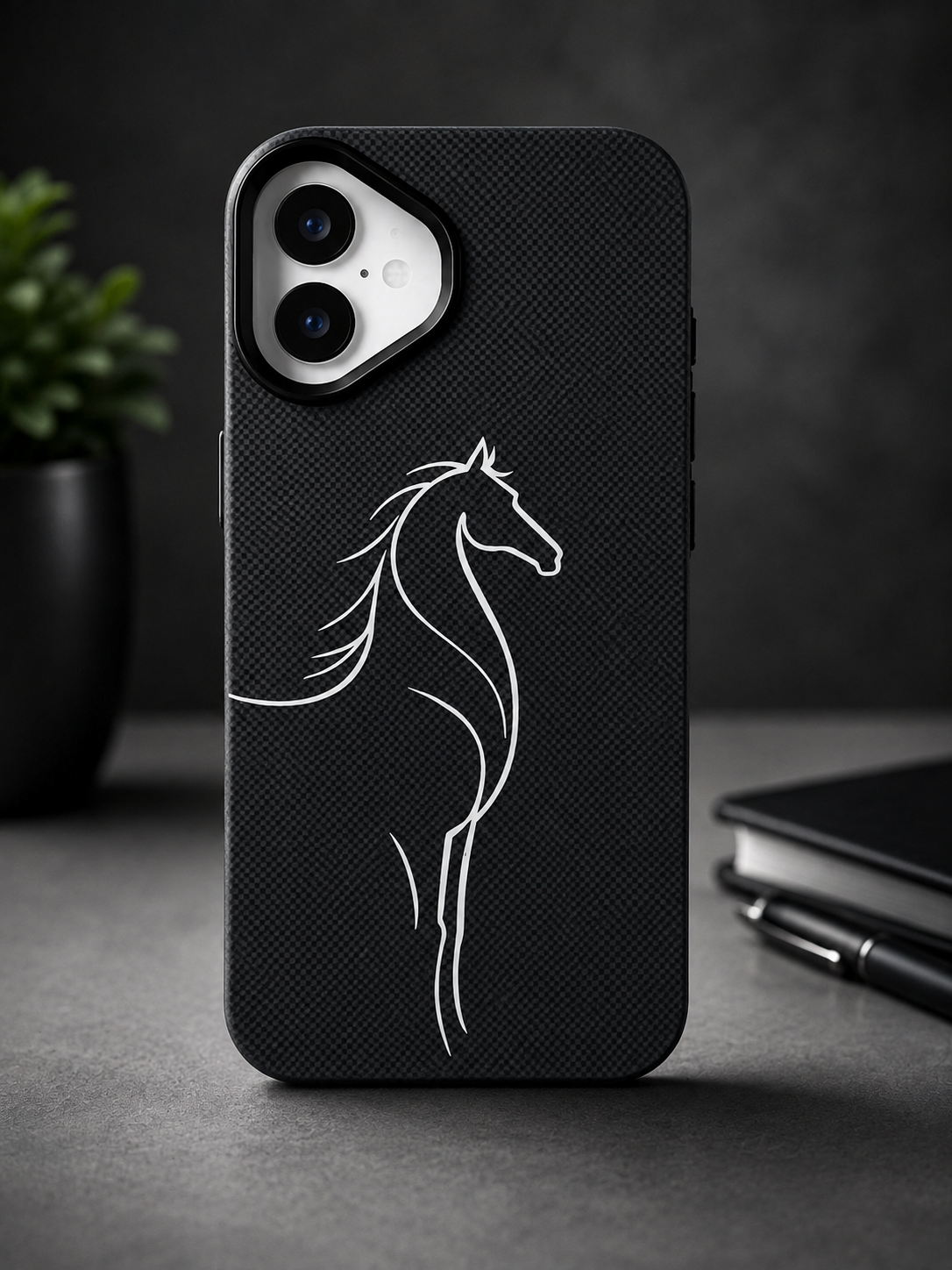Carbon Horse Black iPhone Case